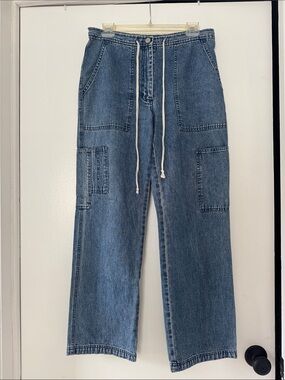 Lauren Ralph Lauren Blue Denim Utility Jeans - Drawstring Waist